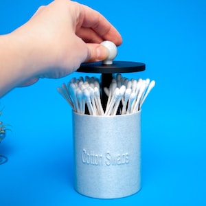 Cotton Swab Holder with Lid Carousel Style 6 slots Jar Modern Contemporary Vanity Container Bathroom Accessories Storage Decor