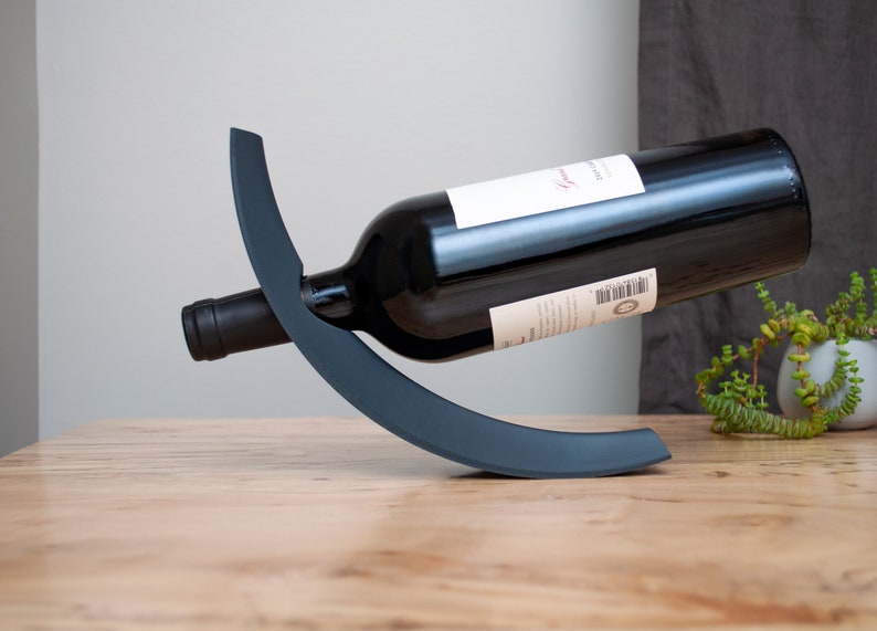 Floating Curved Wine Bottle Stand Anti-Gravity Bottle Holder Balancing Stand Zero Gravity Stand Unusual & Unique Uncommon image 1