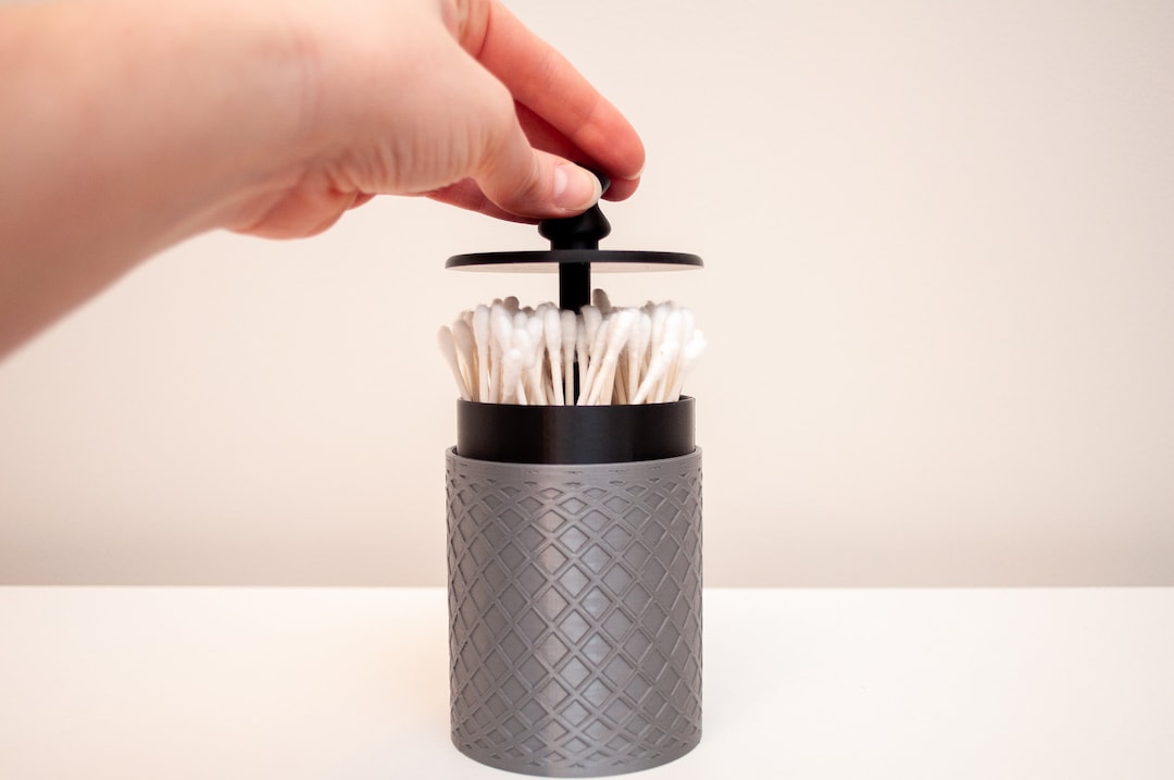 Qtip Holder With Lid Qtip Jar Carousel Style 6 Slots Q Tip Holder