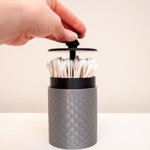 Cotton Swab Holder with Lid Jar Carousel Style 6 slots Modern Contemporary Vanity Container Bathroom Accessories Storage Decor
