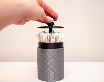 Carousel Cotton Swab Holder with Lid - Modern Bathroom Storage