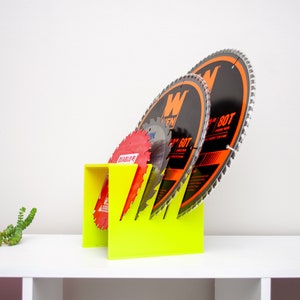 5 Slot Circular Saw Blade Holder for Work Bench Garage Organization Storage Saw Blade Caddy Organizer Safety Carpenters Woodworking Gift Lime