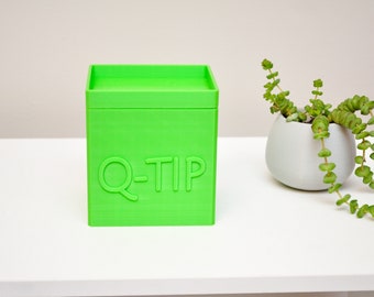 Q-Tip Holder with Lid & Top Tray Qtip Jar Qtips Holder Qtip storage Modern Contemporary Vanity Container Bathroom Accessories Storage Q tip