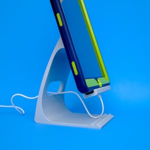 Tablet Stand iPad Tablet Holder with Hole for Charging E-Ink Fire Kindle iPhone Samsung Cell Phone Recipe Card Office Mail Holder Desk Stand