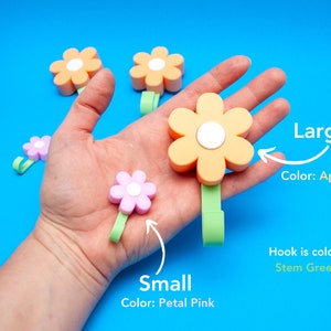 Daisy Wall Hooks: Small or Large Floral Decor - 3D Printed