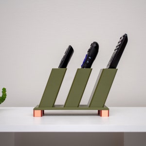 3 Pocket SLIM Remote Control Holder with Feet Caddy Scandinavian Minimalist Boho Design TV Remote Organizer Remote Box Slender Gifts for Dad