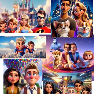 Pixar-Inspired Custom Cartoon Animation Personalised Family Print or Digital File image 10
