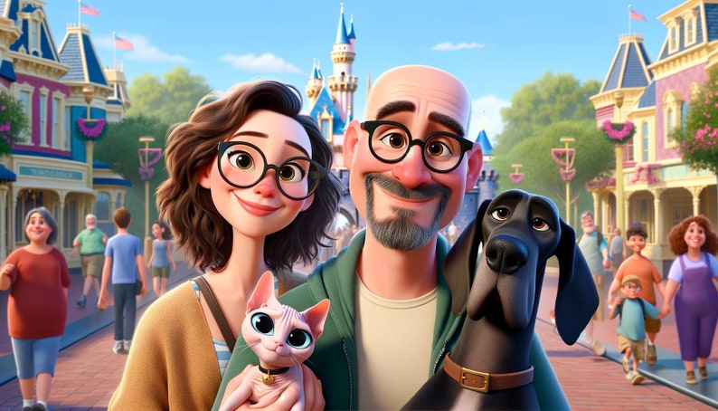 Pixar-Inspired Custom Cartoon Animation Personalised Family Print or Digital File image 2