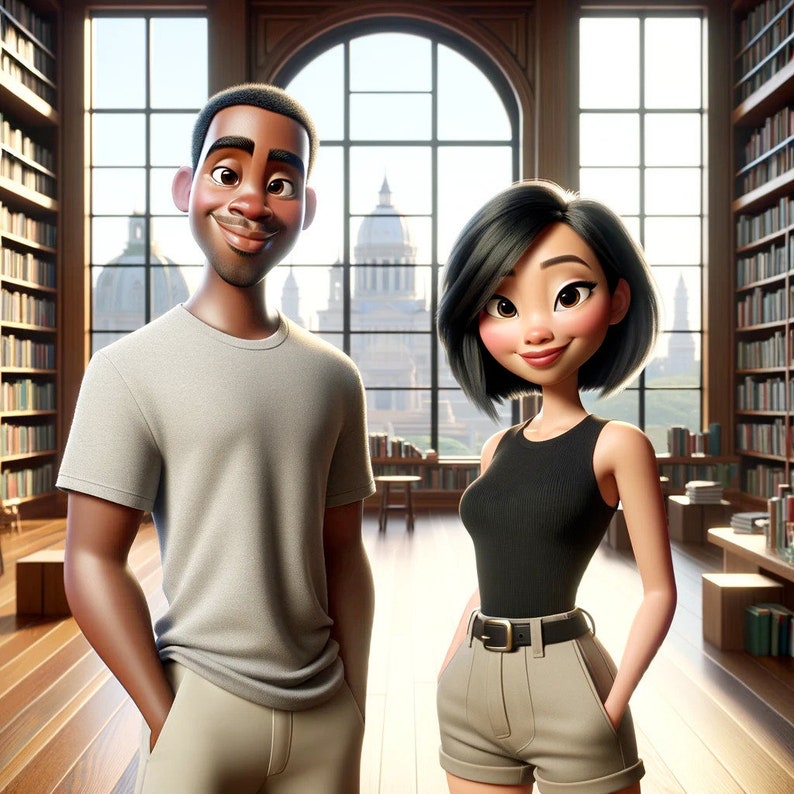 Animation de dessin animé personnalisée inspirée de Pixar Impression familiale personnalisée ou fichier numérique image 5
