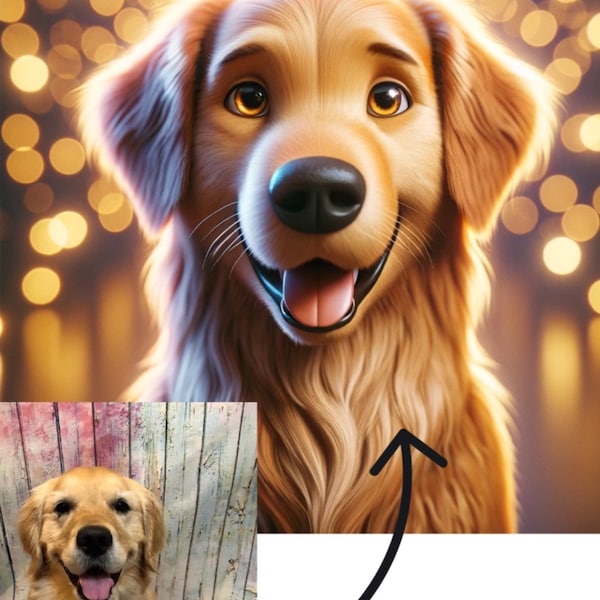 Pixar-Inspired Custom Cartoon Animation Personalised Pet Portrait Print or Digital File