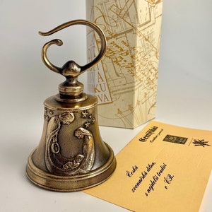 Holy Family Handmade Bell, Solid Brass Religious Gift, Original Modern Metal Art, Meditation Decoration Church Pray Christmas Thanksgiving