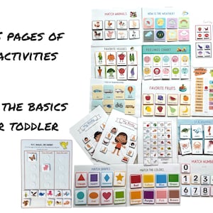 Digital Toddlers First Educational Busy Book Printables. Educational pages for pre-k readiness.  Learn ABC’s, numbers, colors and much more.