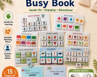 Toddler Busy Binder. Educational Matching Activities. Personalized Montessori Busy book. Ages 1-4.