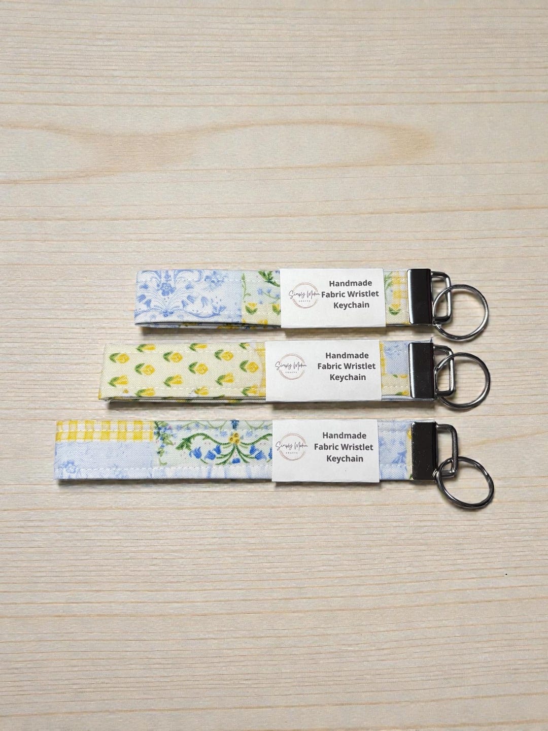 Patchwork Fabric Key Wristlet | Handmade Cotton Wrist Strap for Keys ...