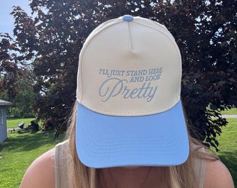 Embroidered Trucker Hat | Light Blue, Funny Phrase, Handmade Accessory