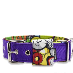 Comic Purple Personalized Dog Collar CLASSIC PRO| Custom| Embroidery| Dog name| Dog collar| Dog leash| Collar| Dog| Leash| Colorfull|Name