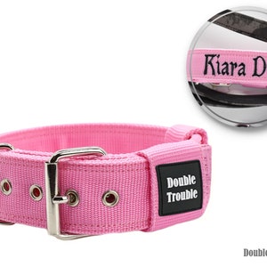 Baby Pink Heavy Duty Dog Collar CLASSIC| Personalized| Embroidery| Dog name| Dog girl| Dog collar| Birthday| Dog gift| Extra Strong| Dog