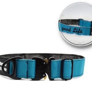 Turquoise Military K9 PRO Dog Collar: Cobra Buckle Tactical Collar