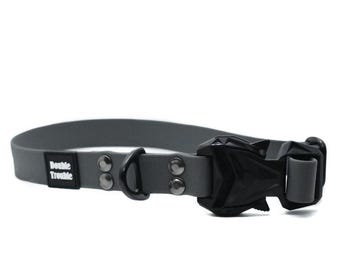 Gray Waterproof COBRA Buckle Dog Collar: Hexa Webbing, Quick Release
