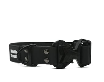 Black Waterproof COBRA Buckle Dog Collar: 4cm Hexa Webbing, Handmade