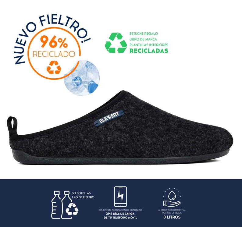 ELEWERT® Original Slippers recycled felt for men and women. Scented rubber sole. EcoFriendly house slippers. Spain. image 2