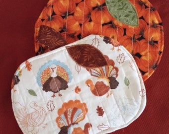 Pumpkin Shaped Thanksgiving Potholders, Turkey and Pumpkin Potholder Set, Fall Potholders, Thanksgiving Decor, Pumpkin Decor, Fall Decor