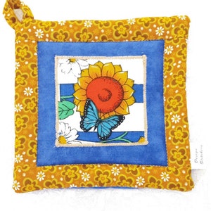 Sunflower Pot Holders, Butterfly Pot Holders, Handmade Pot Holders, Kitchen Pot Holders, Sunflower Kitchen Decor, Yellow Pot Holders
