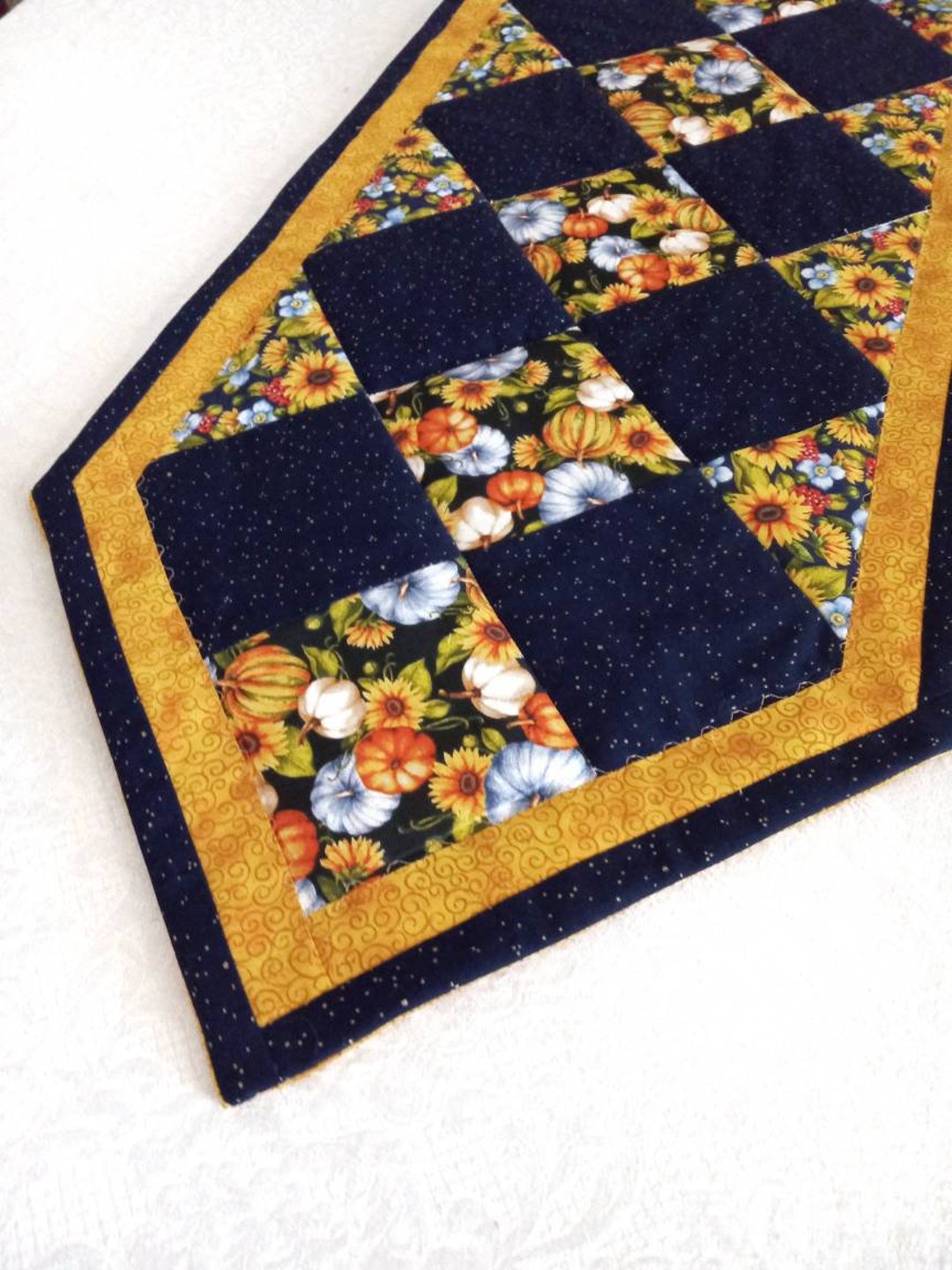 Fall Sunflower and Pumpkin Table Runner Sunflower Patchwork - Etsy