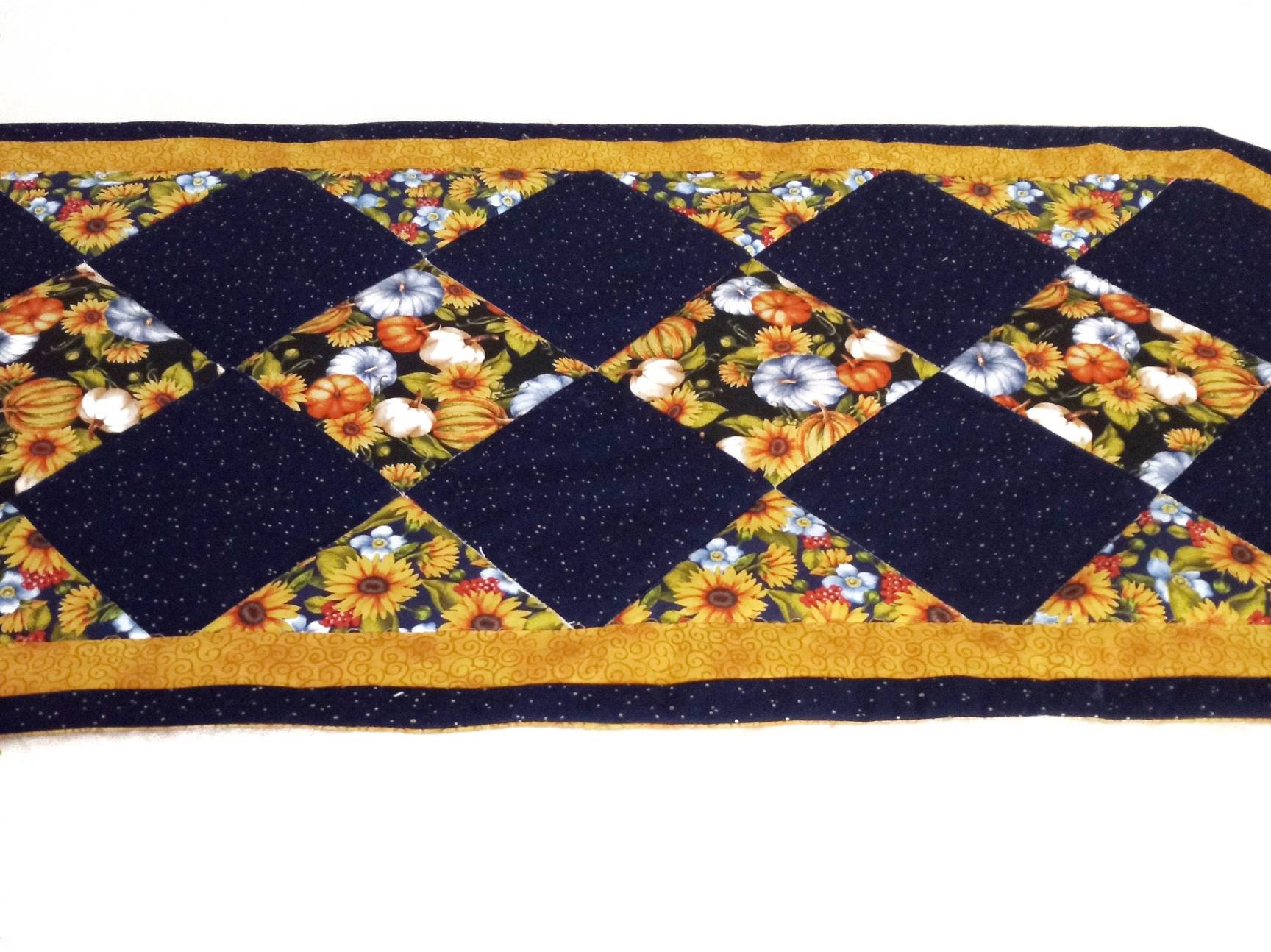 Fall Sunflower and Pumpkin Table Runner Sunflower Patchwork - Etsy