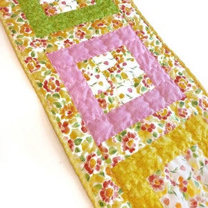 Spring Patchwork Table Runner, Easter Table Runner, Spring Floral Table Runner, Spring Colors for Easter or Mother&#39;s Day Table Runner