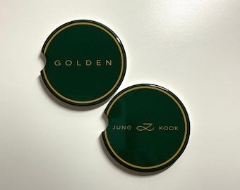 BTS Jungkook Golden Ceramic Car Coaster