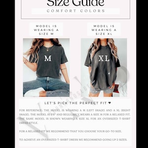 May include: Size guide for t-shirts with two models wearing different sizes. The model on the left is wearing a size M and the model on the right is wearing a size XL. The text says "Let's pick the perfect fit".