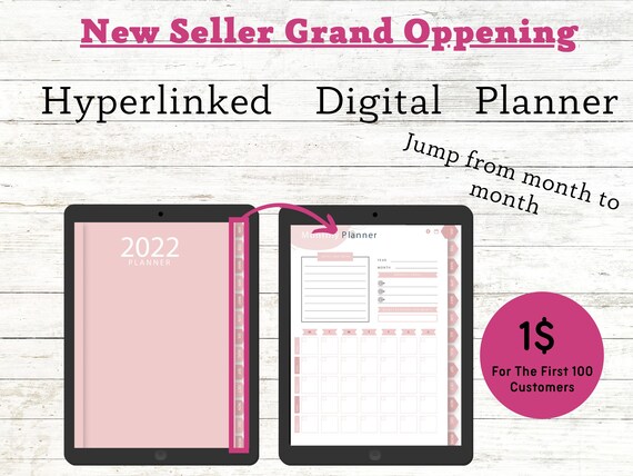 2022 Digital Planner, Monthly Weekly Undated Planner,  Best Digital Planner Personal Hyperlinked Planner, Everything Planner, Notability