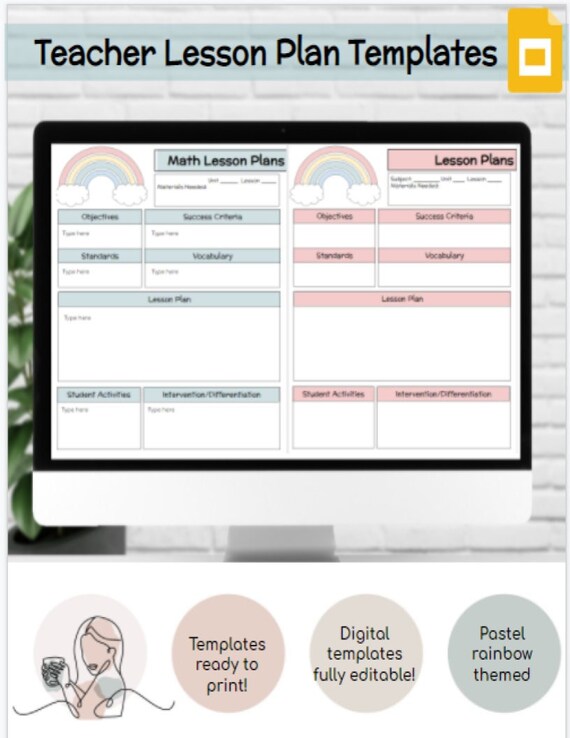 Lesson Plan Printable Template for Teachers EDITABLE Lesson | Etsy
