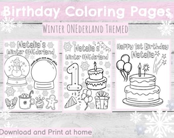 Winter ONEderland Birthday Coloring Page, Coloring Sheet Template, Printable Winter Wonderland Birthday Party