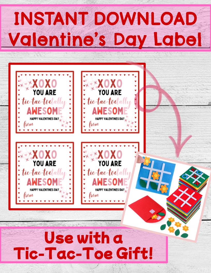Valentine's Day Labels | Tic Tac Toe Label | for Kids Teachers ...