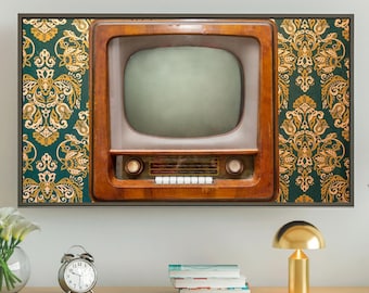 Vintage Samsung Frame TV Art for Smart Tv, Retro Tv Image Print, Blank Turned Off, #511 Digital Download