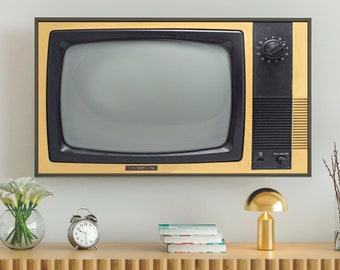 Vintage Samsung Frame TV Art for Smart Tv, Retro Tv Image Print, Blank Turned Off, #521 Digital Download