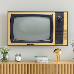 Vintage Samsung Frame TV Art for Smart Tv, Retro Tv Image Print, Blank Turned Off, #521 Digital Download + Free Bonus Image