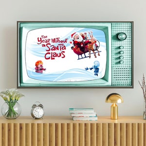 Christmas Samsung Frame TV Art, Retro TV Background Wallpaper, Midcentury Christmas Movie Art Photo #312 Digital Download + Free Bonus Image