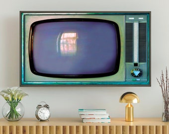 Samsung Frame TV Art, Green Retro Vintage Television Image, #214 Digital Download