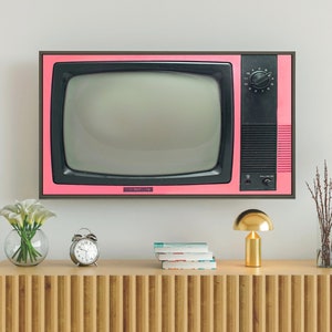 Vintage Samsung Frame TV Art, Blank Turned Off Retro Tv Screen, Pink and Black Tv, #529 Digital Download + Free Bonus Image