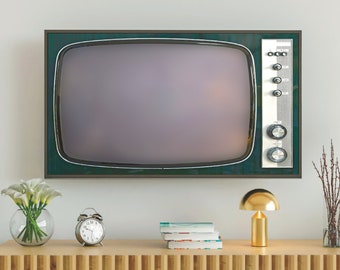 Samsung Frame TV Art, Retro TV Screensaver, Teal Blank Turned Off Tv, #359 Digital Download