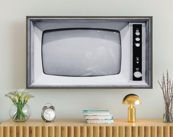 Samsung Frame TV Art, Vintage Blank Turned Off TV Image, 1950s Style House, #281 Digital Download