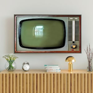 Arte de TV con marco Samsung, imagen de televisión retro vintage, foto de TV de estilo atómico, descarga digital n.° 35 + imagen adicional gratuita