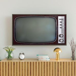 Vintage Samsung Frame TV Art for Smart Tv, Retro Tv Image Print, Blank Turned Off, #500 Digital Download + Free Bonus Image