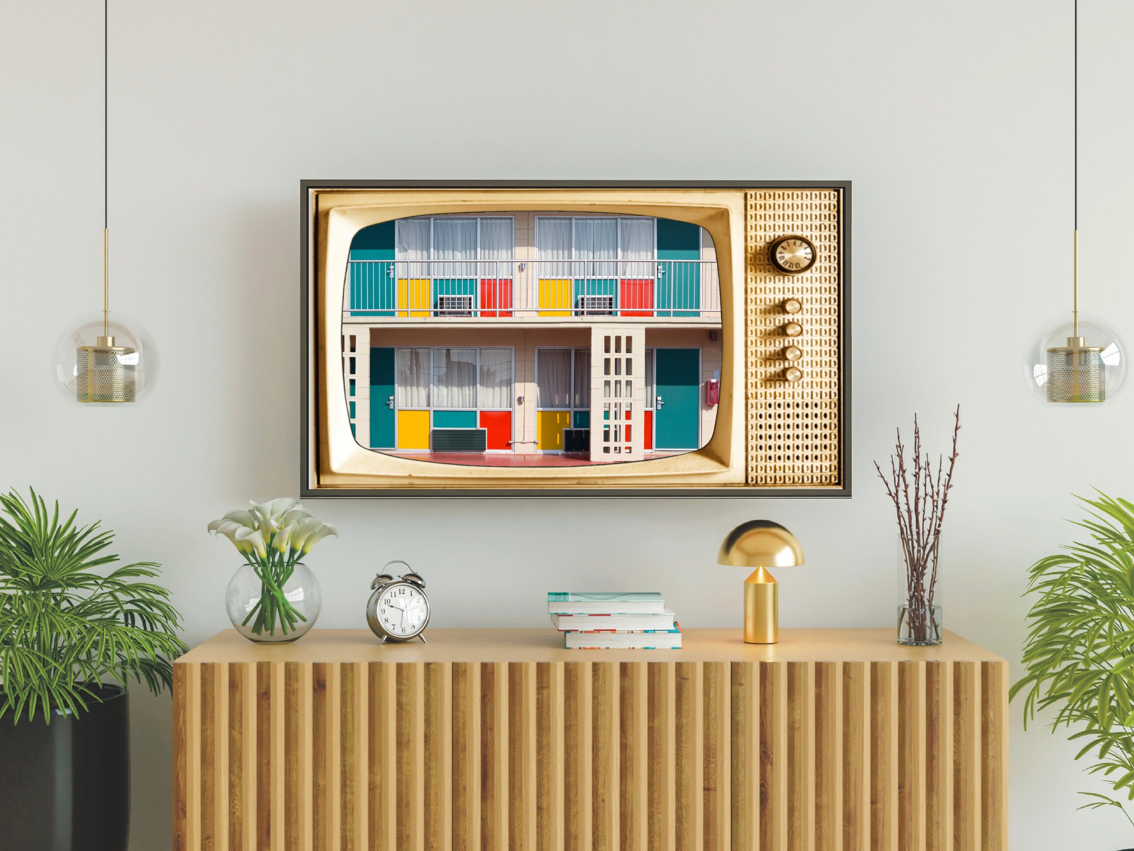 Samsung Frame Tv Art Retro Tv Background Midcentury Motel Etsy Israel