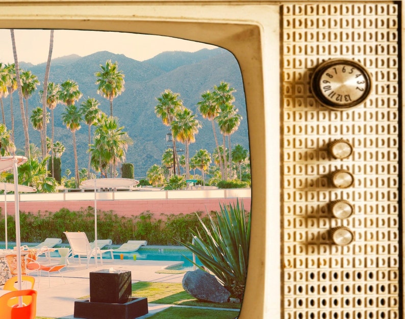 Samsung Frame TV Art, Smart Tv Art, Vintage Retro TV, Retro Pool, Vintage TV Image, Midcentury Architecture, 06 Digital Download image 3