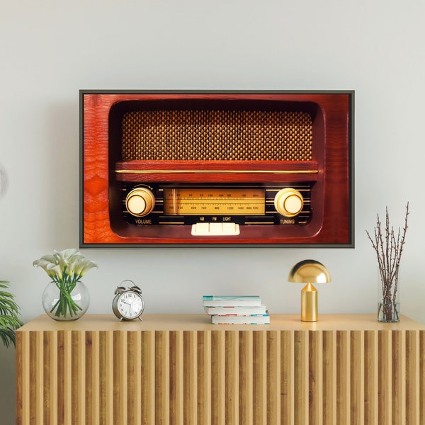 Samsung Frame TV Art, Vintage Wood Retro Radio Image, #387 Digital Download