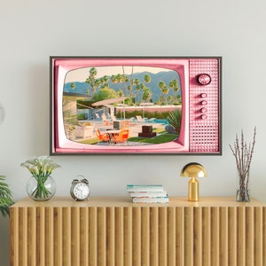 Samsung Frame TV Art, Smart Tv Art, Vintage Retro TV, Retro Pool, Vintage TV Image, Midcentury Architecture, 06 Digital Download image 2